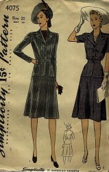 4075 1942 HIP SUIT JACKET,INSET BELT,FLARE SKIRT PATTERN 20 38